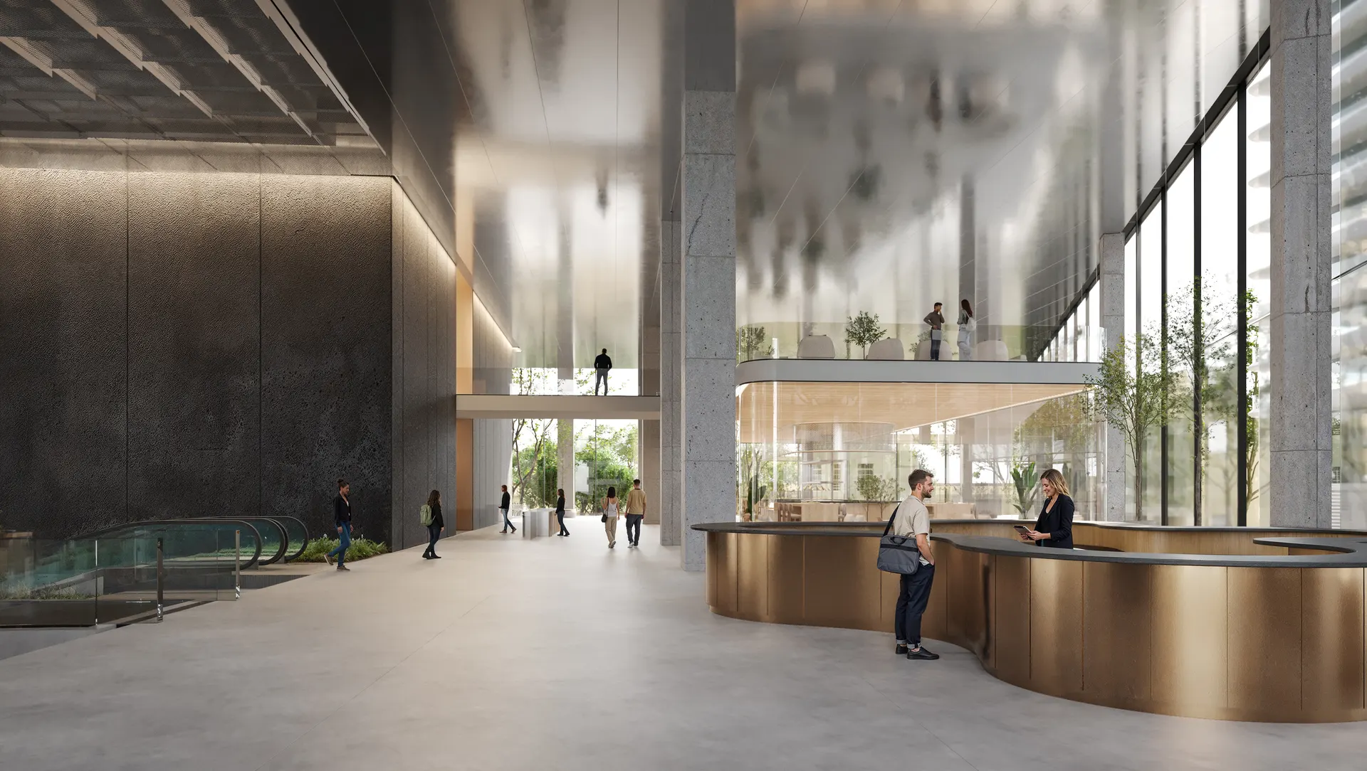 Moving through, the elevated lobby